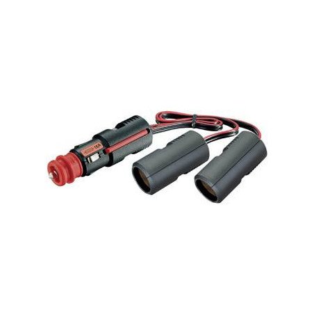 PRO CAR Y-Verteilerkabel mit Stecker und 2 Kupplungen 21mm 12/24V 10A 0,25m
