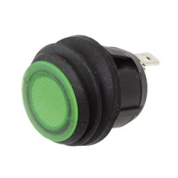 Wippschalter, rund 12/24V 10A 25mm mit LED grün