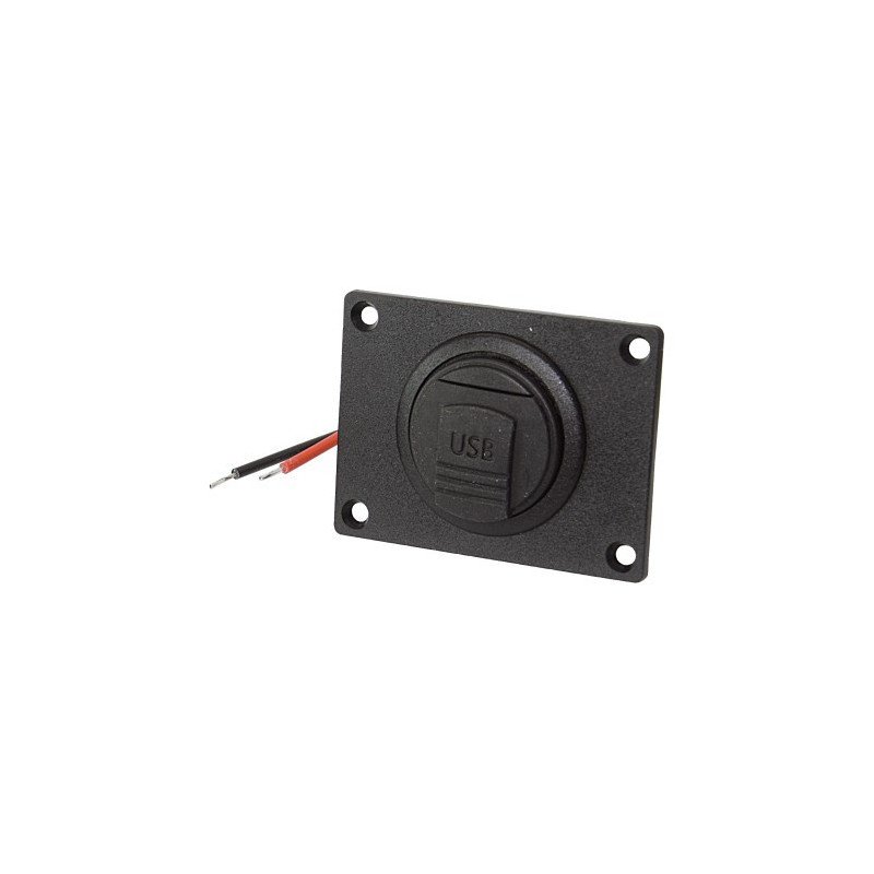 PRO CAR USB-A Einbau-Doppelsteckdose mit Deckel, rechteckig 12/24V 2x2,5A