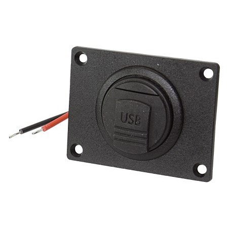 PRO CAR USB-A Einbau-Doppelsteckdose mit Deckel, rechteckig 12/24V 2x2,5A