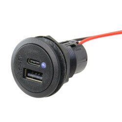 PRO CAR USB-C/A Einbau-Steckdose, rund 12/24V 3,6A 36mm mit LED