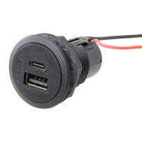 PRO CAR USB-C/A Einbau-Steckdose, rund 12/24V 3,6A 36mm