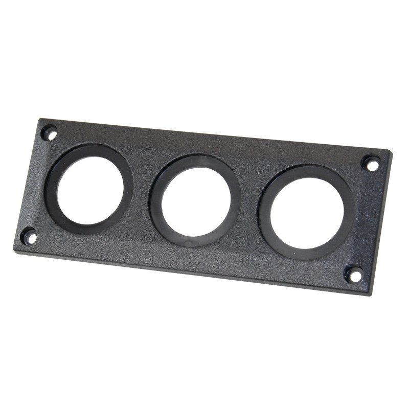 PRO CAR Einbau-Rahmen, 3-fach für runde Steckdosen 36mm, Einbaudurchm 28mm