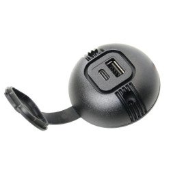 USB-C/A Aufbau-Doppelsteckdose mit Deckel 12/24V 3A/2,5A SB-Pack
