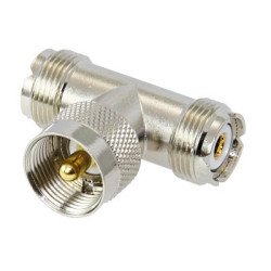 Koaxial T-Stück von UHF Stecker auf 2x UHF Buchse