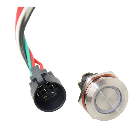 Druckschalter Edelstahl 12/24V 22mm mit LED rot/grün