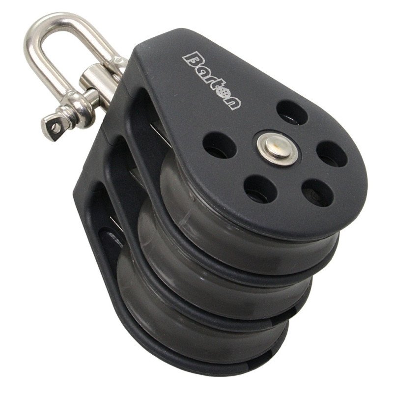 BARTON Dreifachblock gleitl. 30mm, Seil 8mm, Auge