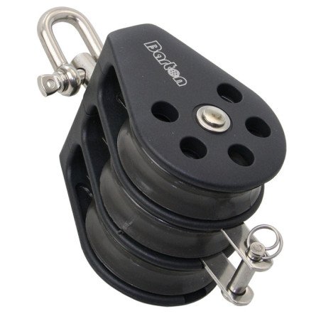 BARTON Dreifachblock gleitl. 30mm, Seil 8mm, Auge, U-Bügel