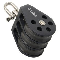 BARTON Dreifachblock gleitl. 35mm, Seil 8mm, Wirbelschäkel