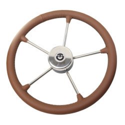RIVIERA Steuerrad VR03 Edelstahl/Leder 400mm, braun mit schwarzen Nähten