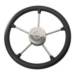 RIVIERA Steuerrad VR02 Edelstahl/Leder 350mm, schwarz