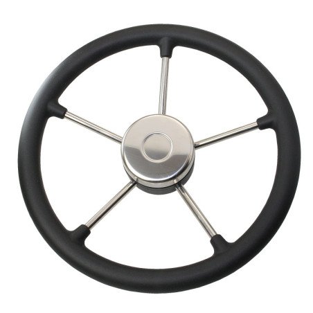 RIVIERA Steuerrad VR02 Edelstahl/Leder 350mm, schwarz