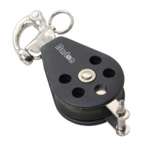 BARTON Einfachblock gleitl. 45mm, Seil 10mm, Schnappschäkel, U-Bügel